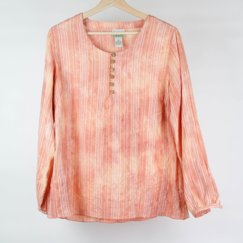 Sahalie Blouse Tunic Size Medium Peach AF8